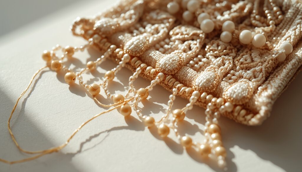 beaded handbag in process