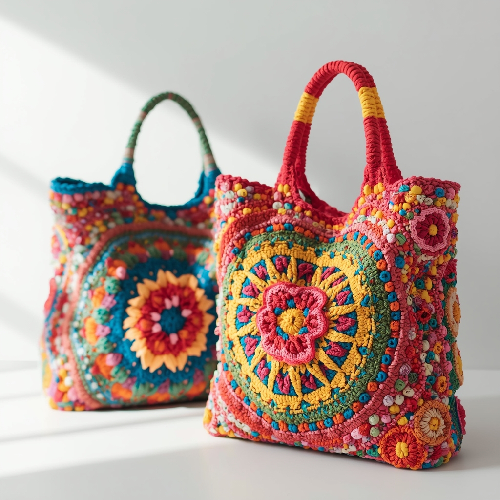 colourful crochet bags