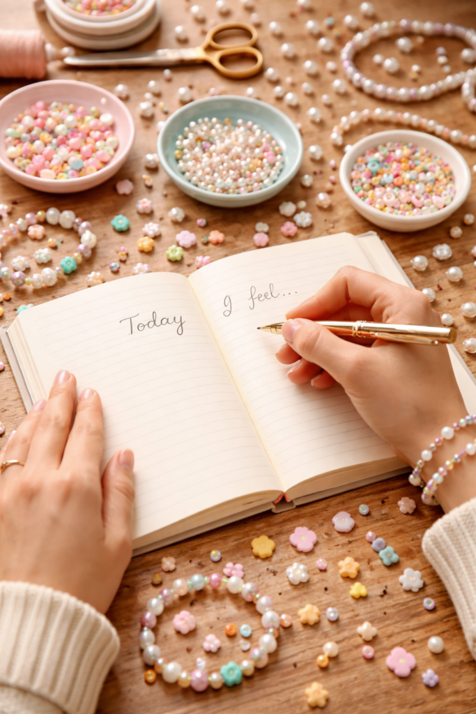 journal with beads