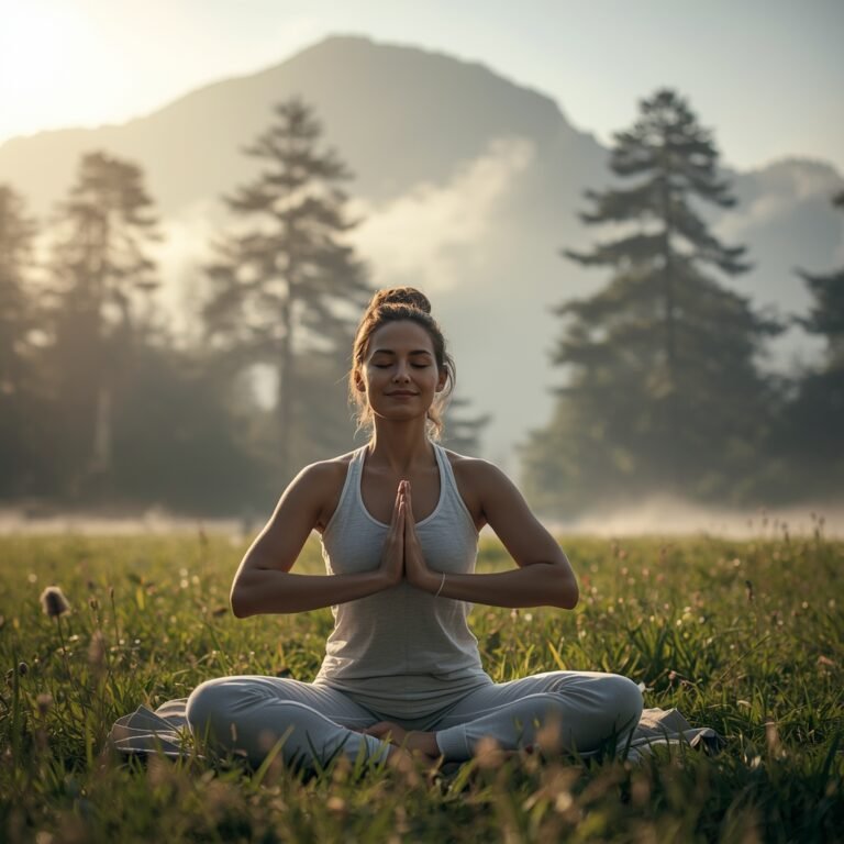 women with a peacefull smile, morning ritual