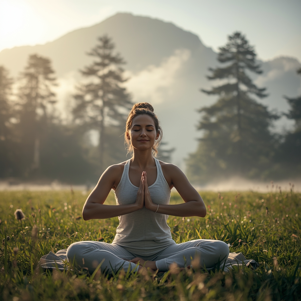 women with a peacefull smile, morning ritual