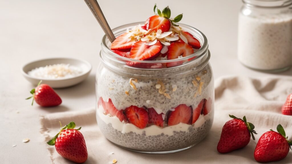 albedobase xl aesthetic coconut chia pudding in a clear glass 1