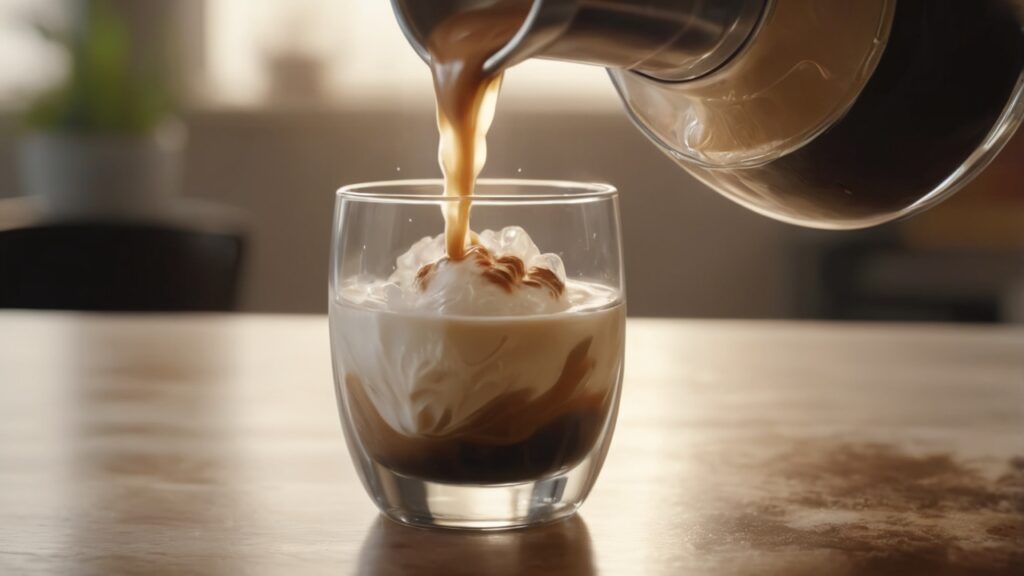 albedobase xl closeup cinematic shot of espresso being poured 1