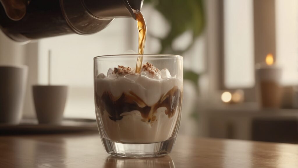 albedobase xl closeup cinematic shot of espresso being poured 2