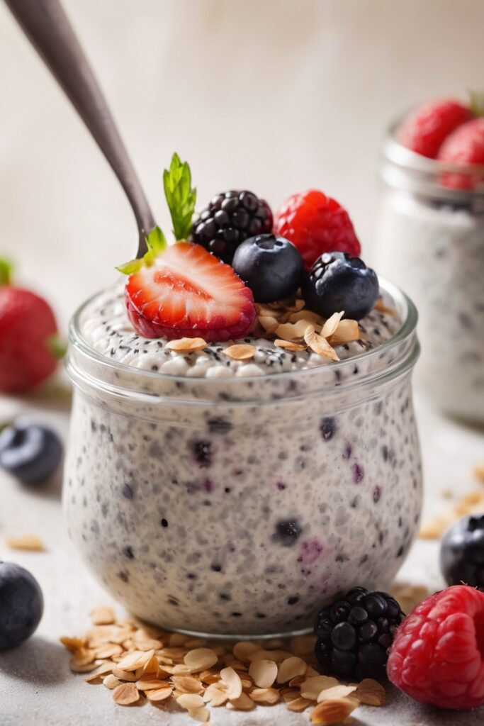 albedobase xl closeup of spoon lifting creamy chia pudding wit 0