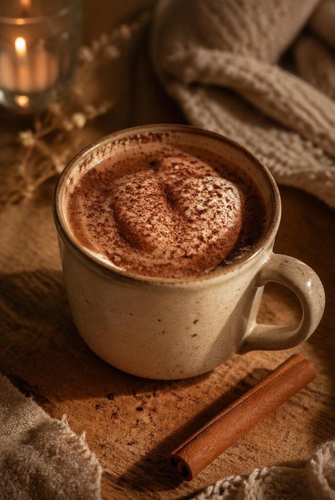 gpt image 2 a rich warm cacao drink in a ceramic mug topped with light foam and cocoa dust c 0