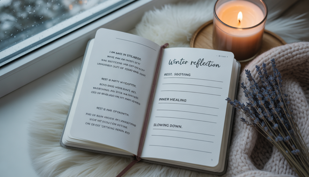 ideogram v3.0 an open journal on a soft white faux fur surface near a softly glowing candle an 0
