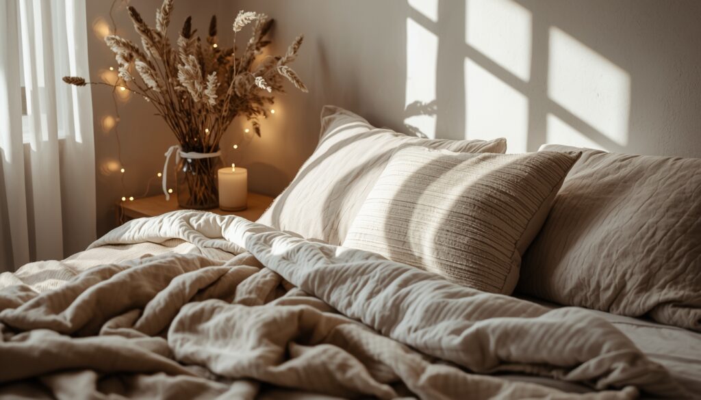lucid origin a cozy bedroom corner with soft neutral tones layered blankets textured pillows 0 (1)